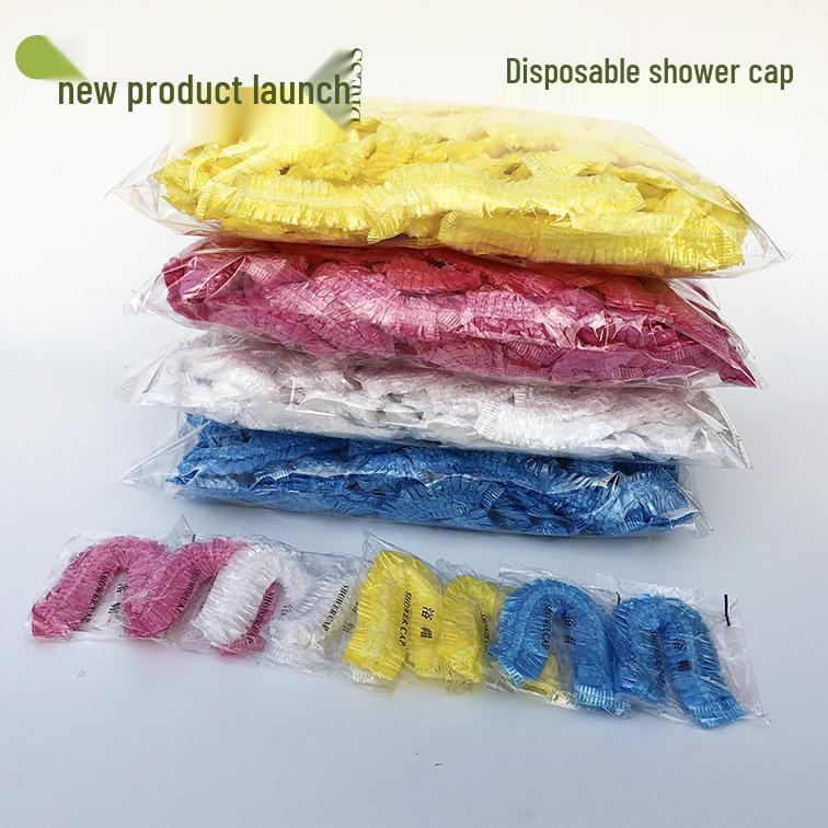 Colorful Waterproof Disposable Ribbed Strip Caps for Hotel Bath and Cleaning Bulk белый