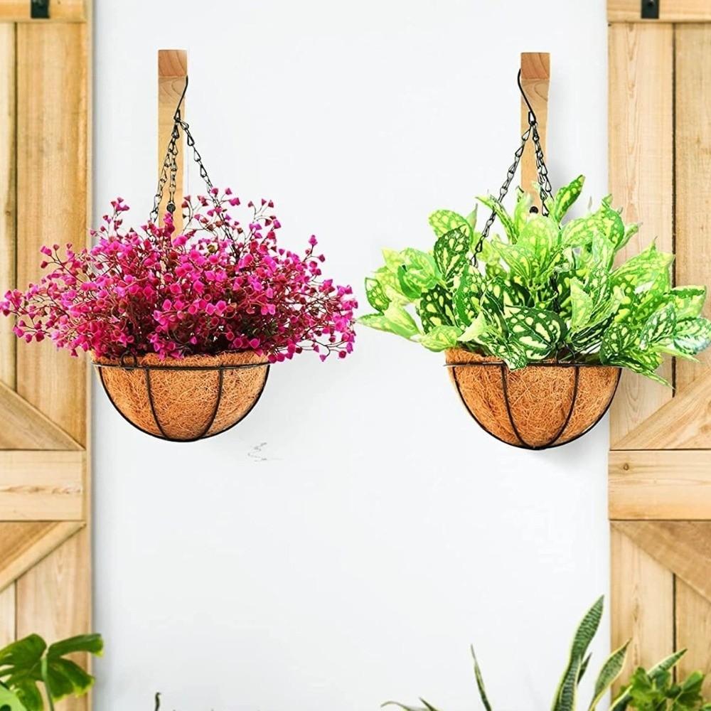 2PCS Farmhouse Style Wooden Plant Hanger Sturdy Hanging Flower Pot Hook  Patio Decoration