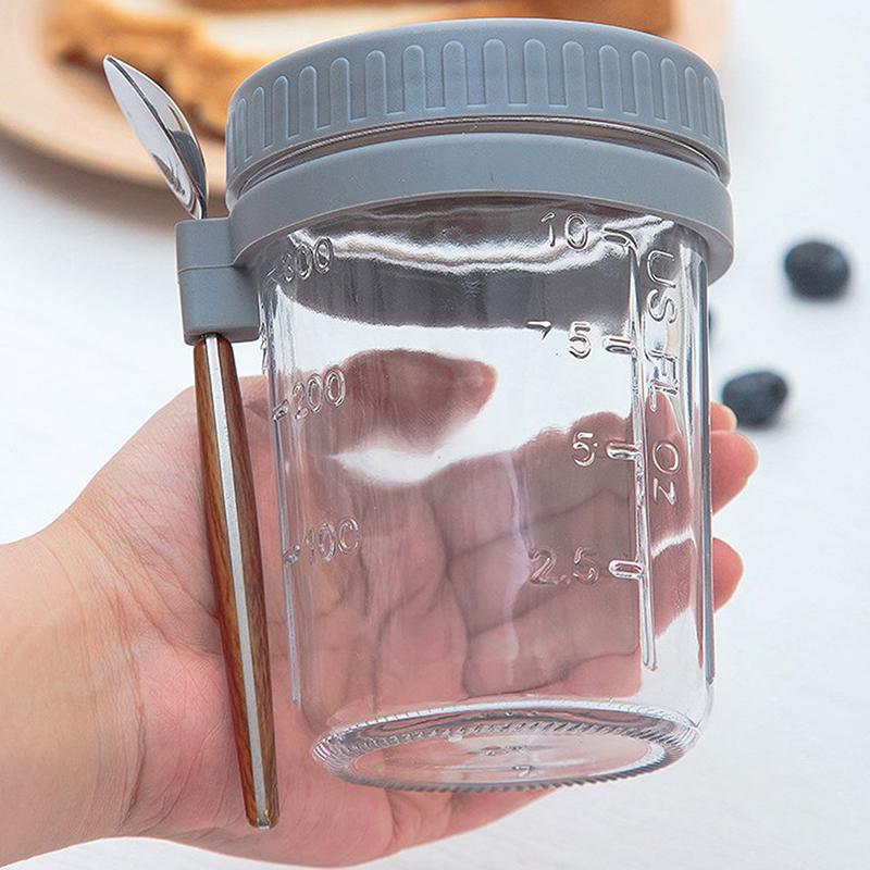 Portable Breakfast Cup Oatmeal Cereal Nut Yogurt Salad Cup With Lid Spoon Multifunction Tumbler Heat Resistant Juice Milk Cup