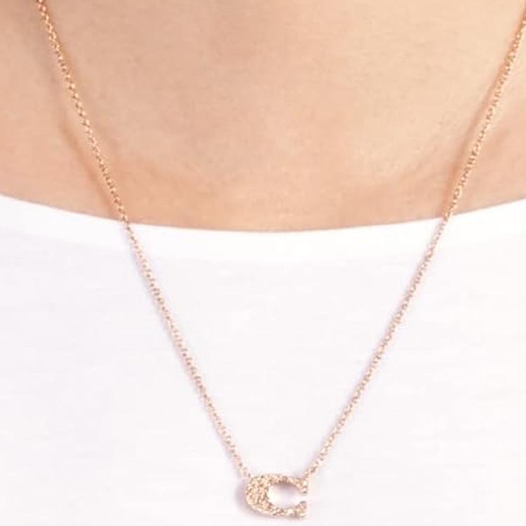 COACH Metal, Rose Gold, Brass Plated Necklaces Women's 91433 RGD N