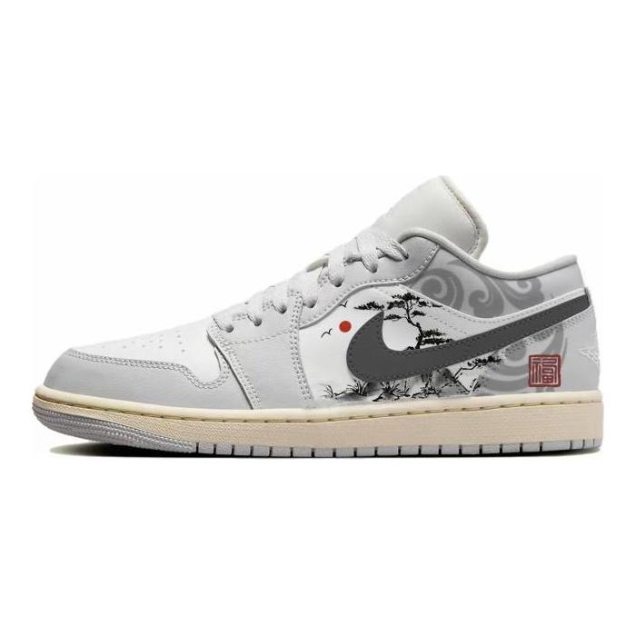 Jordan Air Jordan 1 Low top Vintage Basketball Shoes Women's Gray White DC0774-103(Team183-)