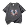 Kids Cotton T Shirt Blue Colorful Floral Butterfly Print Crew Neck Short Sleeve Tee Casual Boys Girls Summer Tops