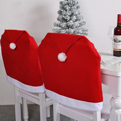 Housse de chaise de Noël pour restaurant, décoration d'hôtel, housse de chaise en velours rouge de couleur unie pour réunion de mariage, housse de chaise de Noël