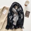 New age-reducing flower printed scarf women's autumn and winter versatile thick warm scarf shawl