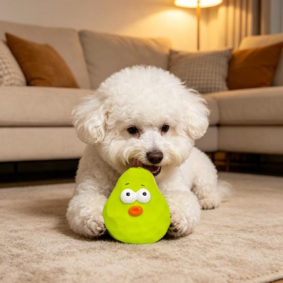Boredom Relief Pet Toy Squeaky Pear Dog Toy, Latex Chew Anxiety Interactive Fetch Teeth Cleaning for Aggressive Chewers Durable Teething