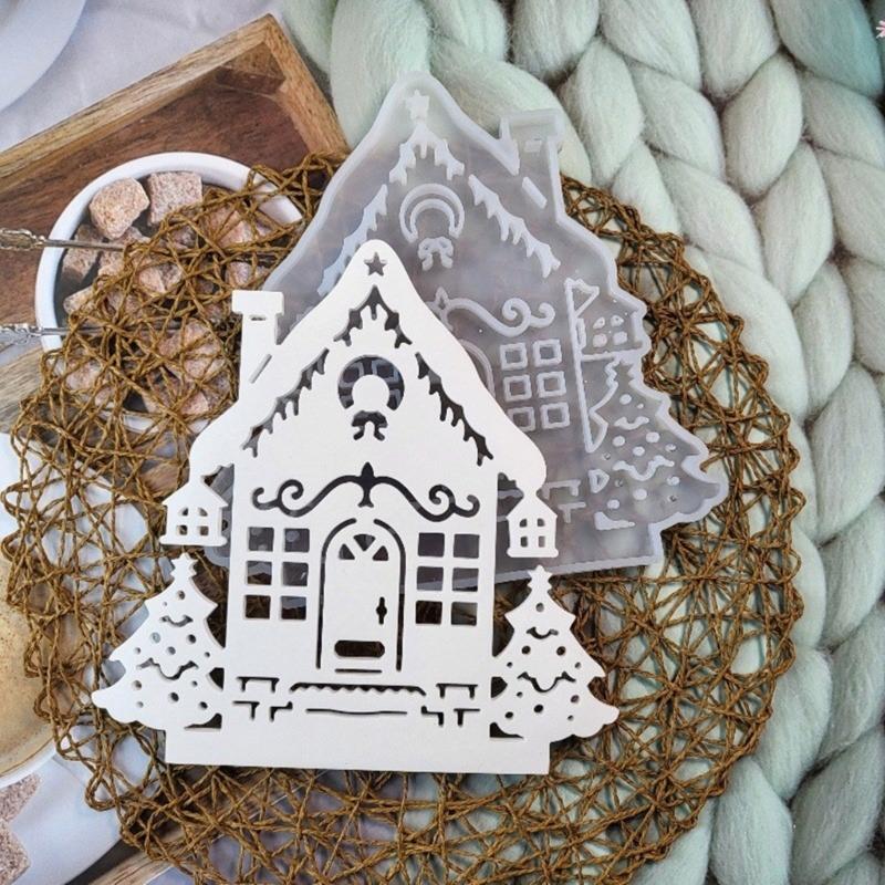 Candle Holder Silicone Mold Christmas Tree House Candlestick Molds Plaster Concrete Resin Molds Home Decorations