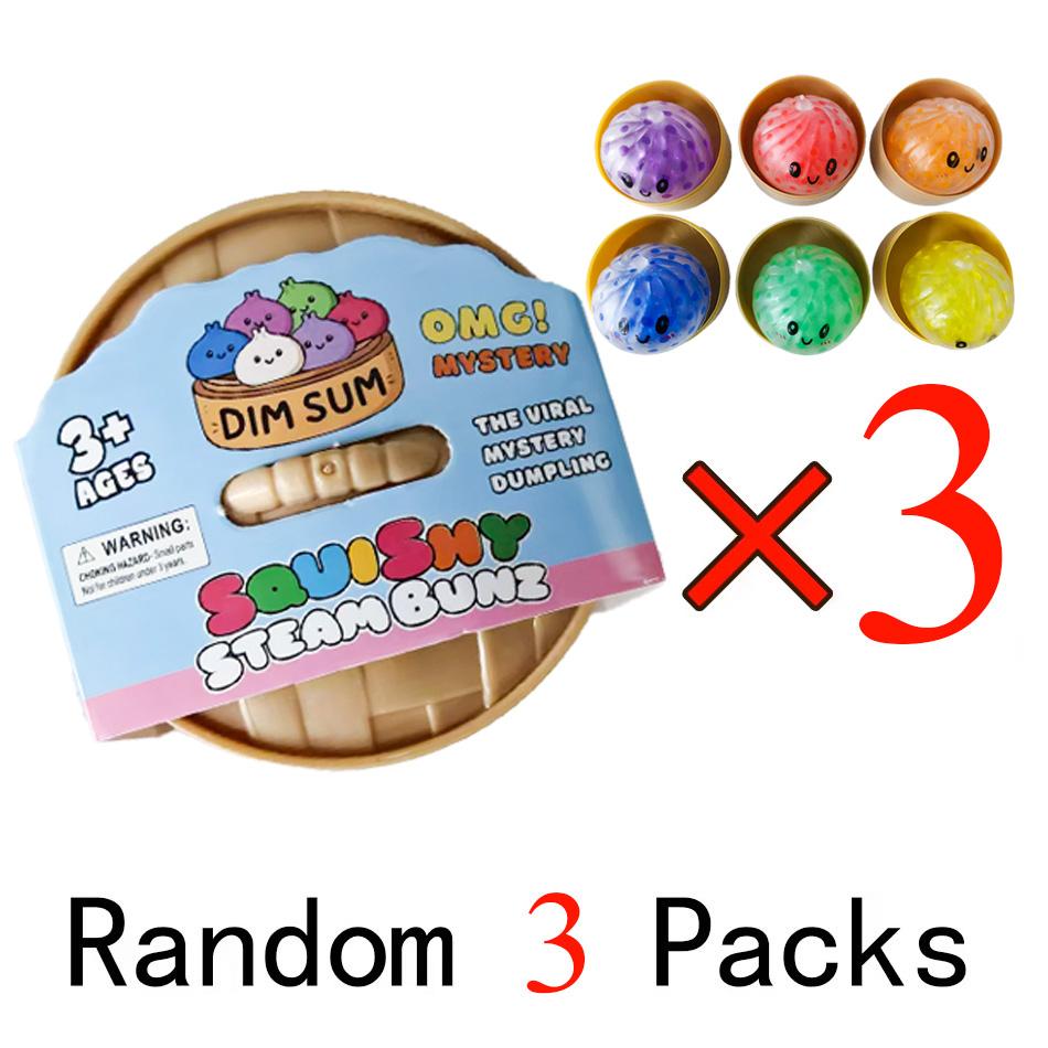 *Glitter Knoedel Squishy met Doos Knoedels Sensorisch Stoommandje Zachte TPR Deegbal voor Decompressie Fidget Speelgoed Stressverlichting Cadeau