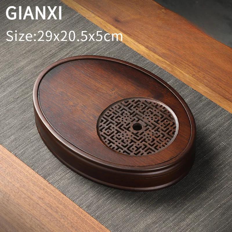 Bamboo Dry Soaking Tray Household Oval Tea Trays Large Capacity Tea Tray Small Draining and Storing Water Teaware Accessories