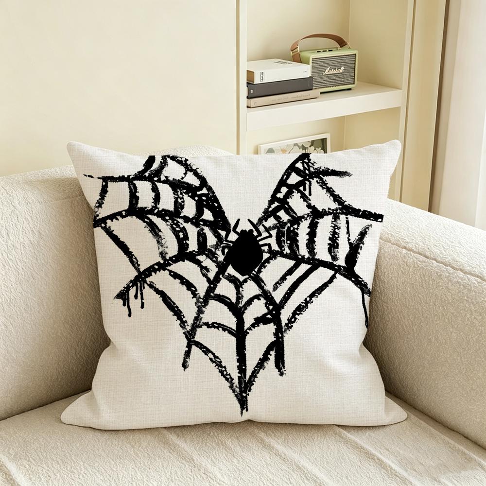 S-Spider Web Cushion Cover Natural Linen Pillowcase Set, All-In-One Decor For Sofa, Bedroom & Chair
