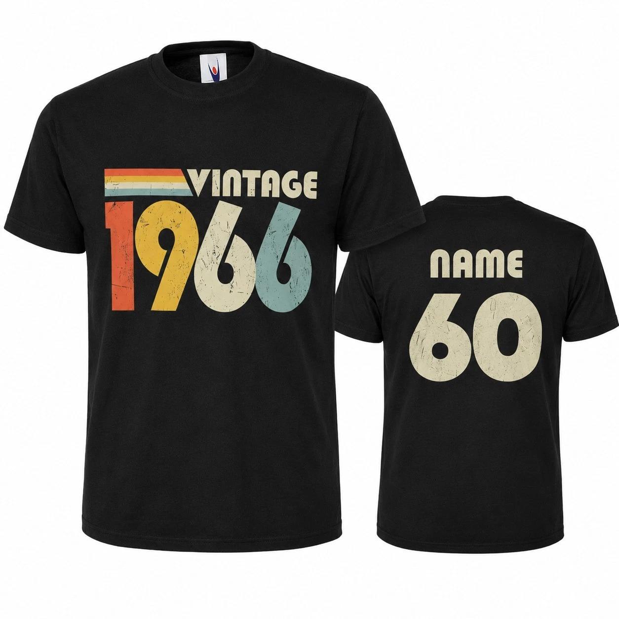 Personalised Vintage 1966 T-Shirt 60th Birthday Gift For Men Name On Back Gift S
