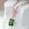 Luxury Square Green Natural Zircon Pendant Necklace For Women  Rose Gold Color Pendant Daily Easy Matching Fine Jewelry