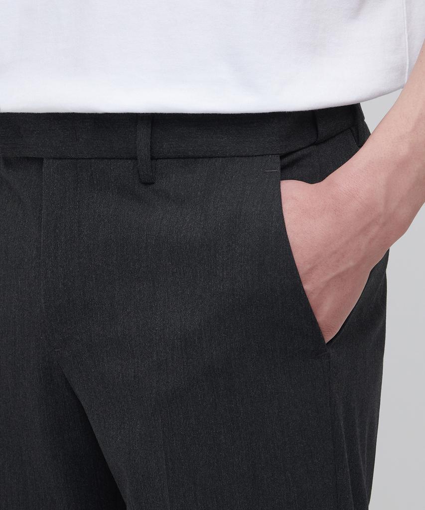 Musinsa Standard Lightweight Tapered Hidden Banding Crop Slacks [Charcoal Gray]