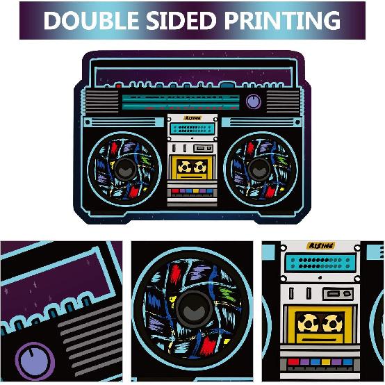 Outus 12 Pieces 80's Cassette Tape Party Decorations Retro 80's Cutouts Large Cassette Player Cutouts Headphones Radio for 1970s Party Posters Decor
