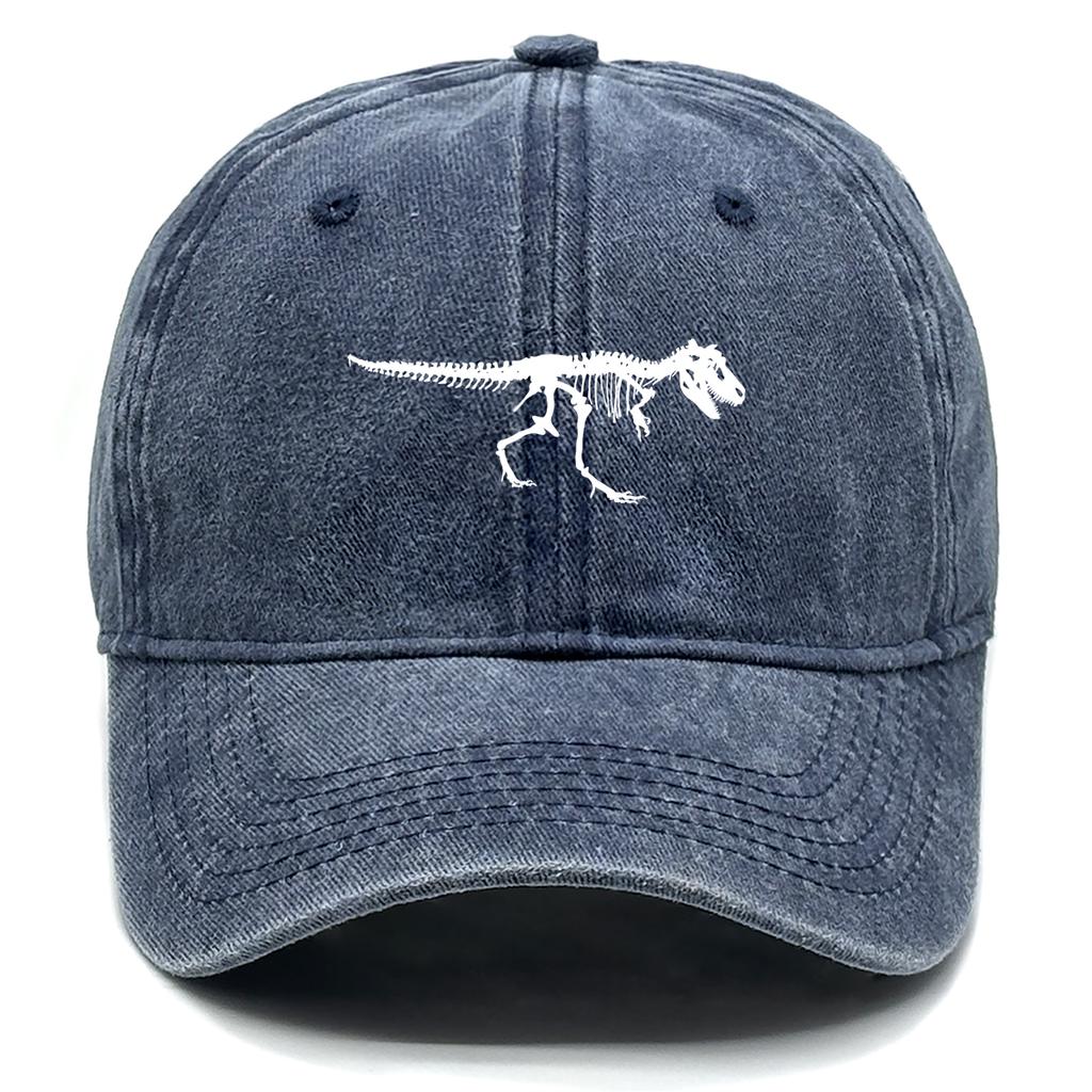 Skeleton Dinosaur Print Baseball Cap Adjustable Snapback Sun Cap Animal Sports Hat Retro Protective Hat For Unisex Women