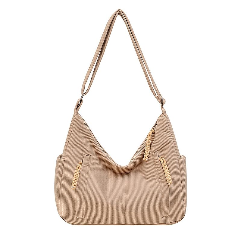 

[KALIDI] shoulder bag tote bag ladies shoulder bag Crossbody large capacity A4 With inside pocket corduroy eco bag With zipper Shoulder doesn t hurt