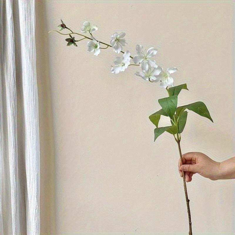 

1Pc Simulation 31.5 Inch Single Weeping Jasmine Flower for Outdoor Courtyard Patio Garden Lawn Decoration Birthday белый