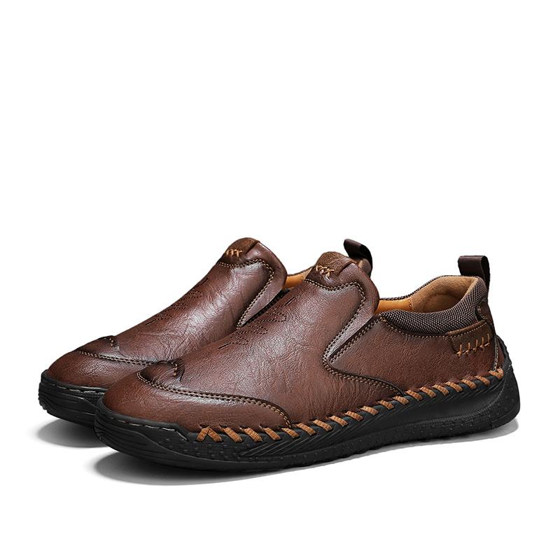 

38-46 Уличная кожаная обувь Мужские кроссовки для походов Обувь для вождения автомобиля Кожаные ботильоны 46 темно-коричневого