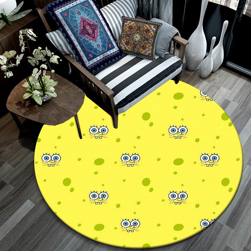 SpongeBob SquarePants,Round Area Rug,Carpet Rug for Living Room Bedroom Sofa Playroom Decor,Non-slip Floor Mat