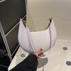Moon-shaped Moon Underarm Bag Solid Color Women's Hobo Bag Portable Pu Leather Shoulder Bag  Girl