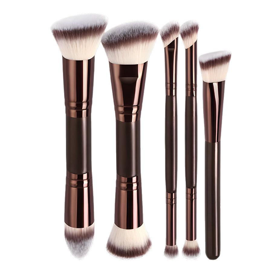 Dual-Ended Makeup Brush Set: Foundation, Blush, Powder Essentials