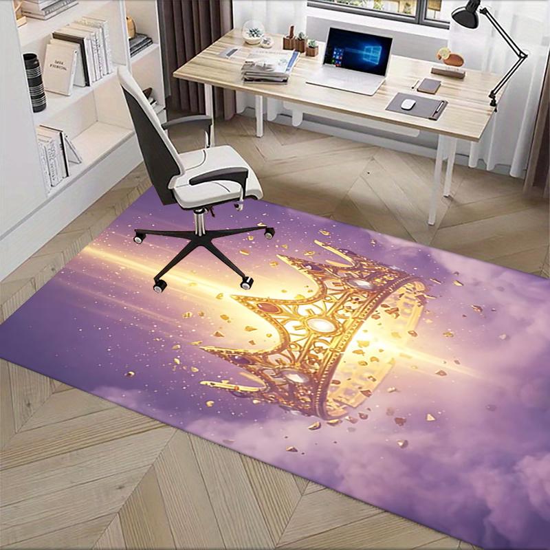 Golden Crown Chair Mat Office Carpet, Oversized Rug for Home Decor, Sofa Mat, Desk Pad Gift, Suitable for Bedroom, Living Room, Various Rooms