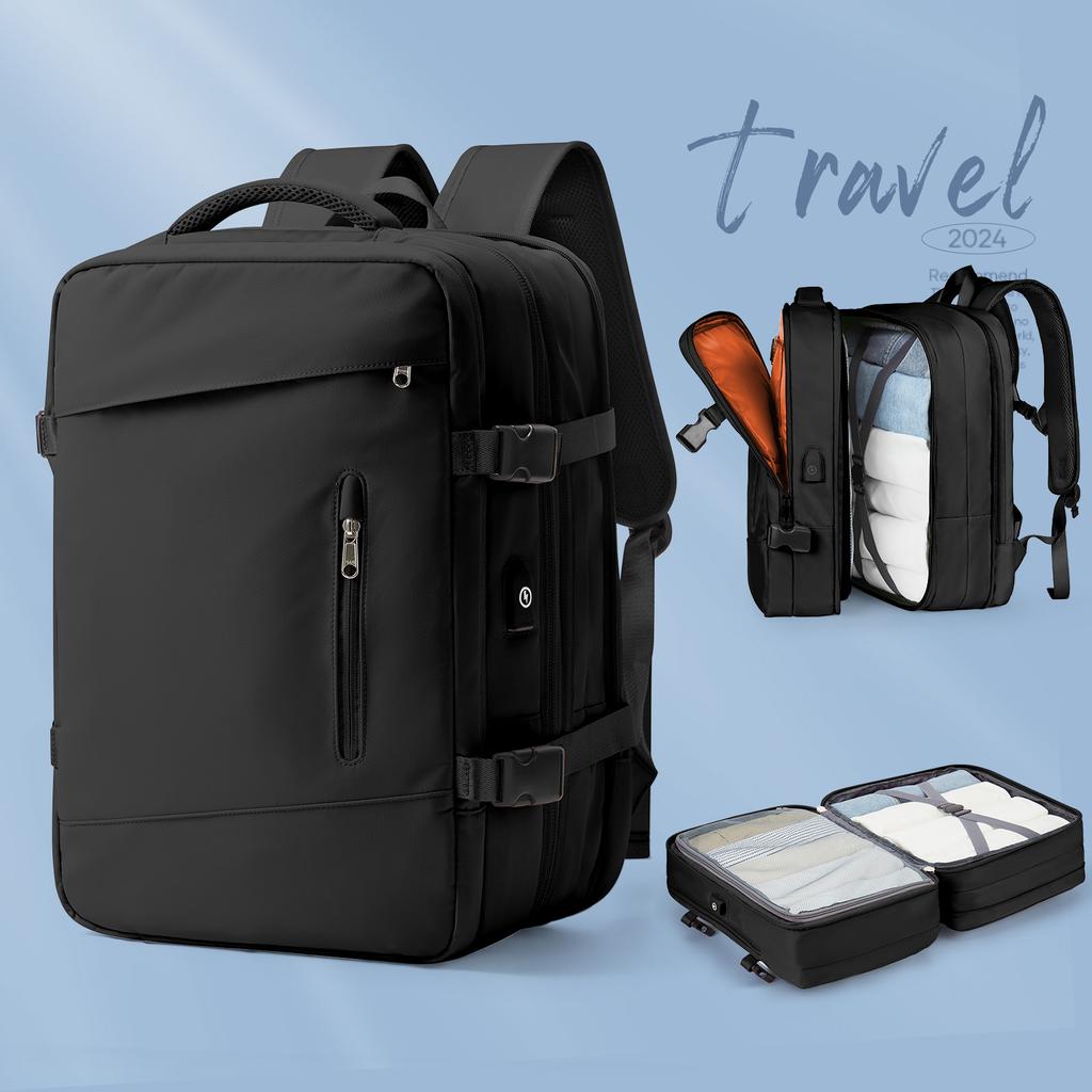 Large Travel Backpack for Men 40L Expandable Women Backpack, Hand Luggage Waterproof Backpack with USB Outdoor Hiking Backpack