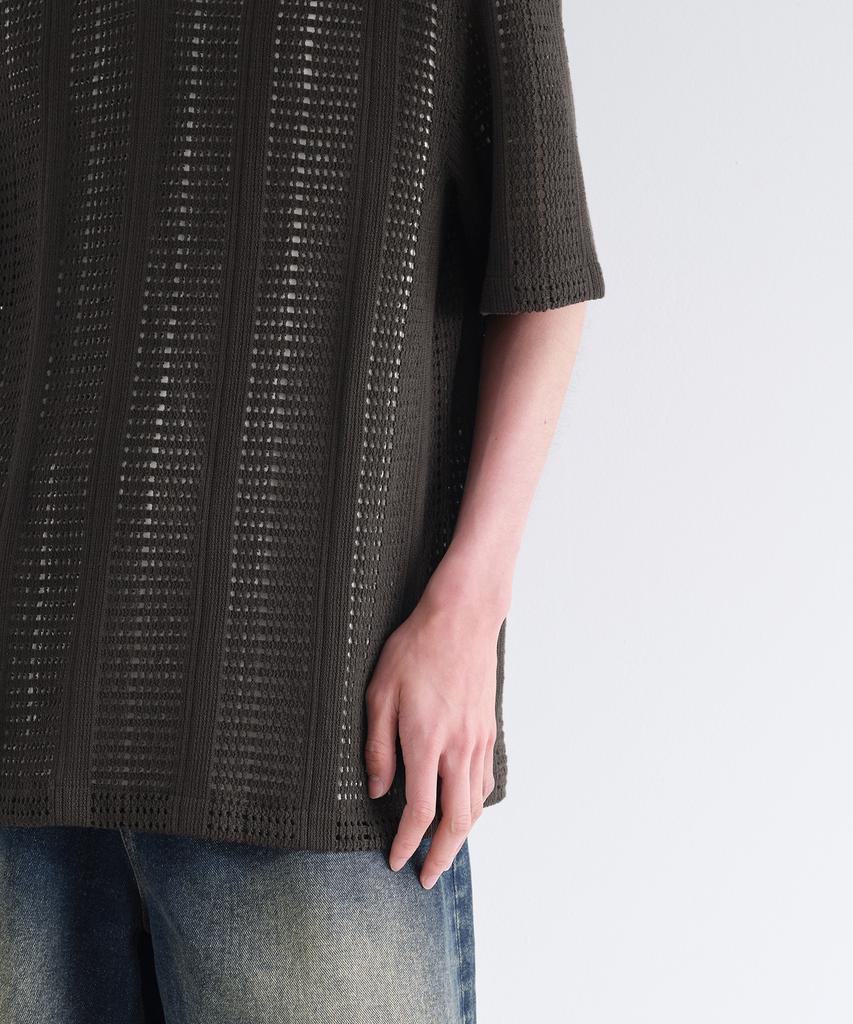 Musinsa Standard Vertical Crochet Slit Neck Polo Shirt [Gunmetal]
