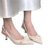 Summer New After The Ring Belt Sexy Banquet Bow Women's Shoes Pointy Comfortable Solid Color Elegant High Heel Sandals