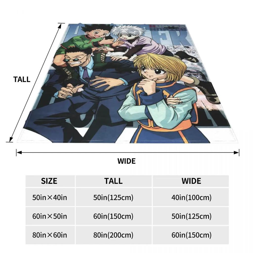 Anime Hunter X Hunter Blanket Coral Fleece Plush Killua Zoldyck Kurapika Freecss Gon Super Soft Throw Blankets for Bed Bed Rug