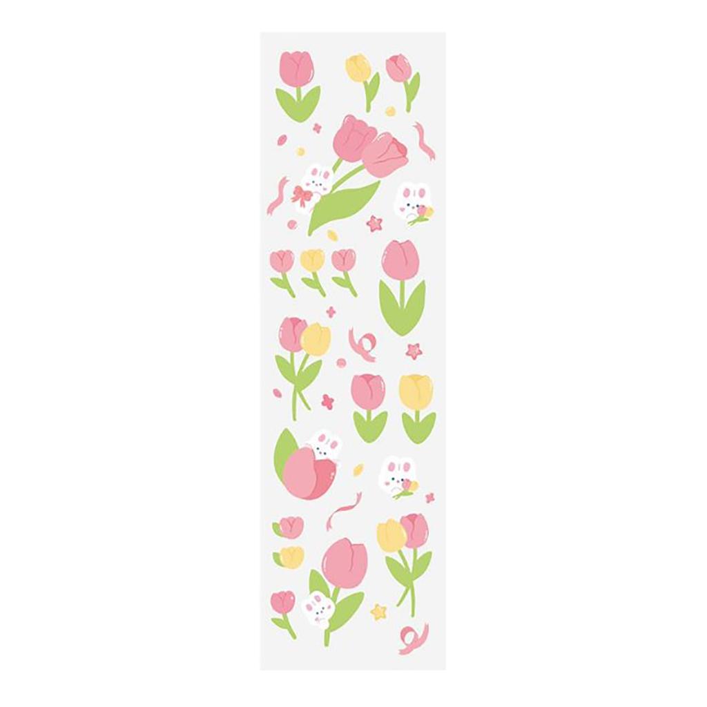 Junk Journal Sticker Decal DIY Decorative Materials Sweet Cute Tulip Flowers Pattern