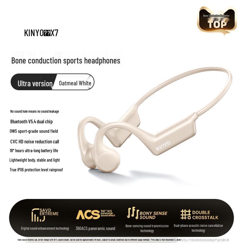 X7 Bone Conduction Headphones for Running & Swimming: No Ear Hooks, Long Battery Life, No Sound Leakage, Bluetooth Connectivity.