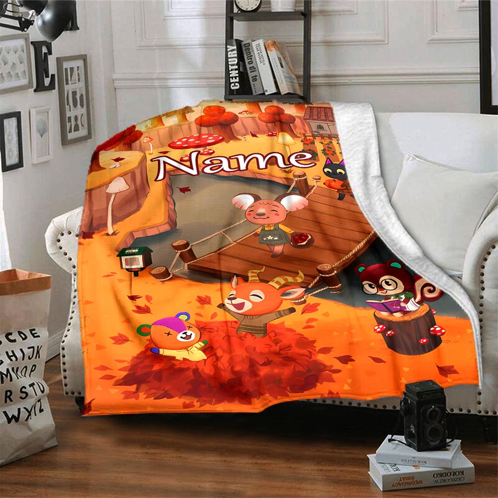 Customiz Name Personality Animal Crossing (2) Blanket Soft &Warm Sofa Office Bed Travel Lunch Break Blanket, Gift Suitable for All Seasons