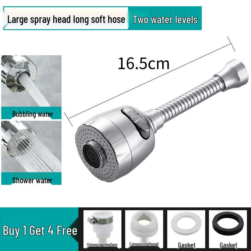 Universal Rotatable Splash-Proof Faucet Extender for Kitchen Sink