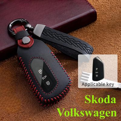 Neue Leder Autoschlüsselhülle Für VW Volkswagen Golf 8 MK8 ID.3/4 Cupra Skoda Octavia A8 SEAT Leon MK4 2020 -2023 Formentor Tarraco