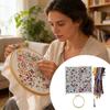 A Flower a Day Cross Stitch Kit Threads Embroidery Hoop Kit Embroidery Starter Kit  for Beginners