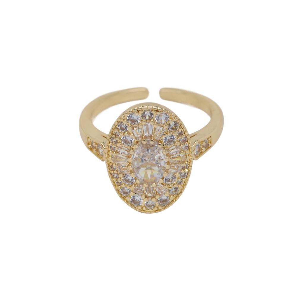 Elegant Oval Zirconia Open Ring Surround Design Adjustable Bridal Ring Wedding Party Gift