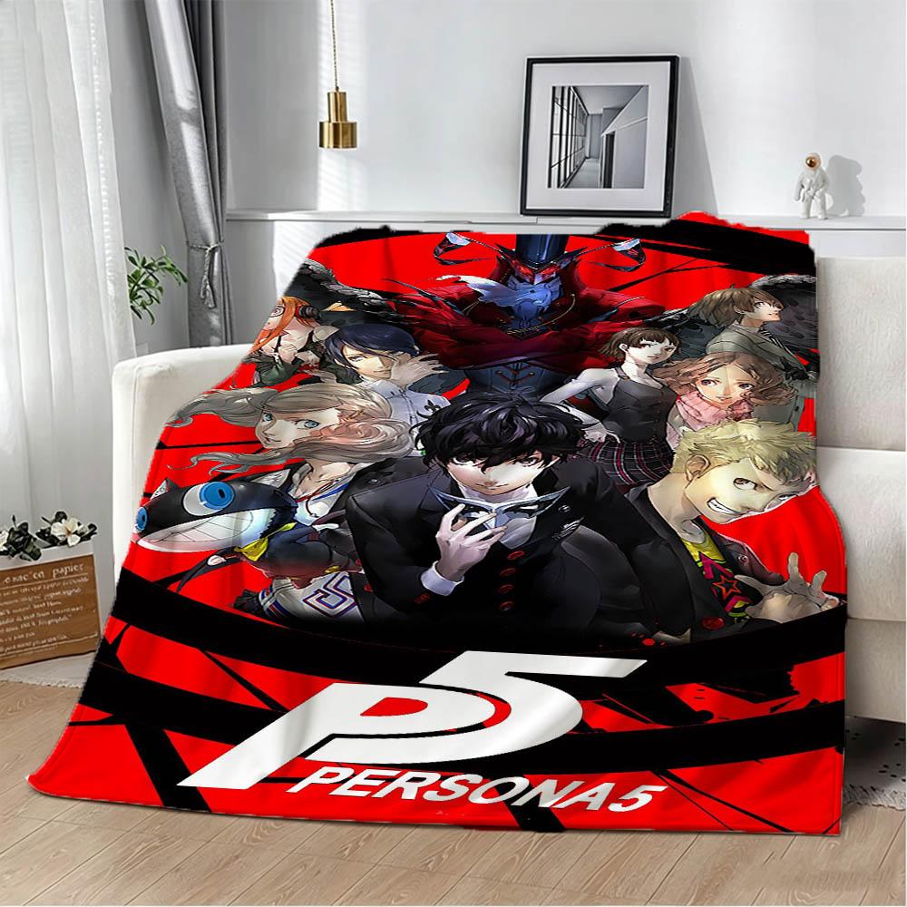 Game P-Persona-a 3 4 5 Royal Anima 3D Flannel Blanket Soft Throw Blanket Art For Home Decor Bedroom Bed Sofa Picnic Fans Gift
