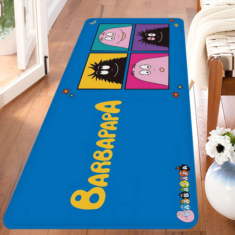 Cute Cartoon Les Barbapapa Hallway Carpet Washable Non-Slip Living Room Sofa Chairs Area Mat Kitchen Doormat Area Rug