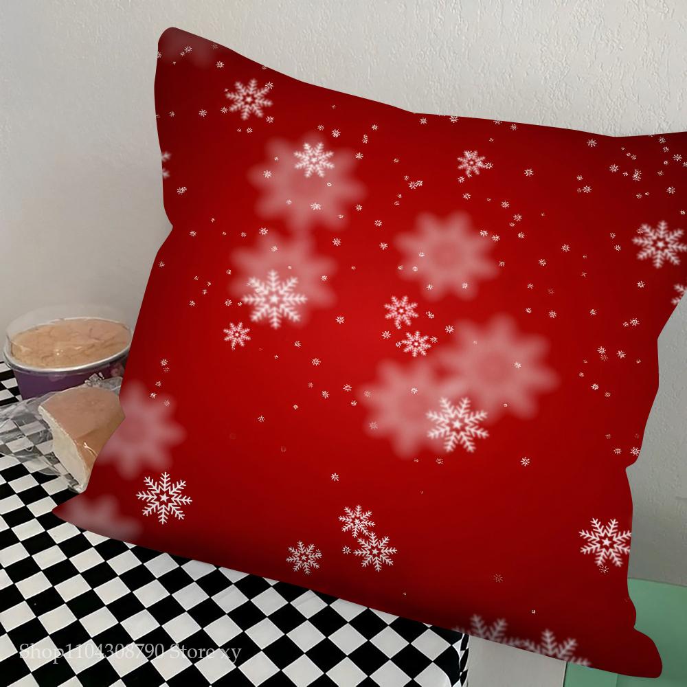 Red Christmas Pillow Case Fashion Square Pillowcase Bedroom Sofa Room Ins Decoration Leisure Cushion Cover 40x40