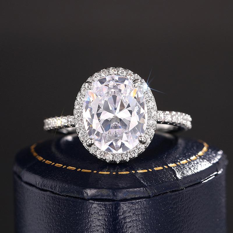Oval Zircon Ring Woman, Fashionable And Elegant Temperament Single Ring, Popular Matching For Engagement And Wedding