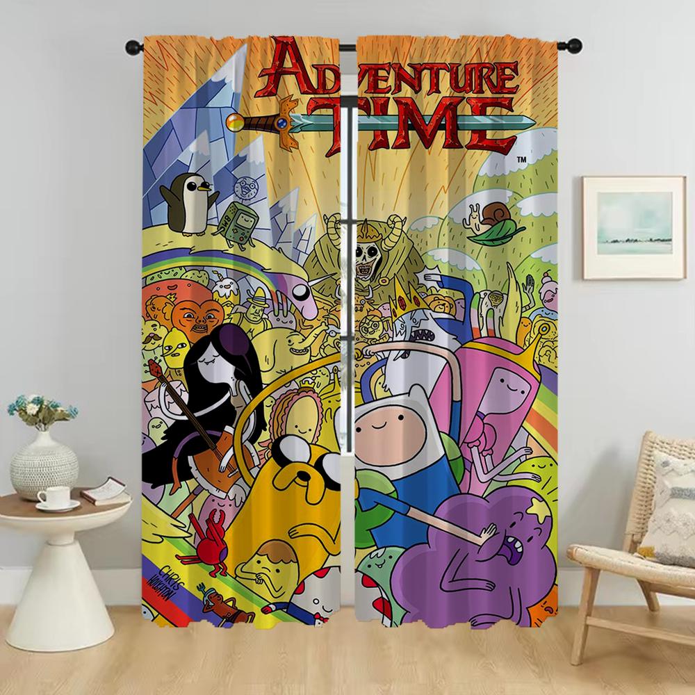 Adventures Time Anti-mosquito Curtains for Camera Modern Living Room Curtains 2 Pieces Shades Tulle for Bedroom Partition Child