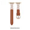 Women Luminous Moon White Beaded Lychee Grain Spliced Leather Slim Strap for Apple Watch Series12 11 10 SE1 2 3/Ultra4 3 2 38/42/44/45/49 mm