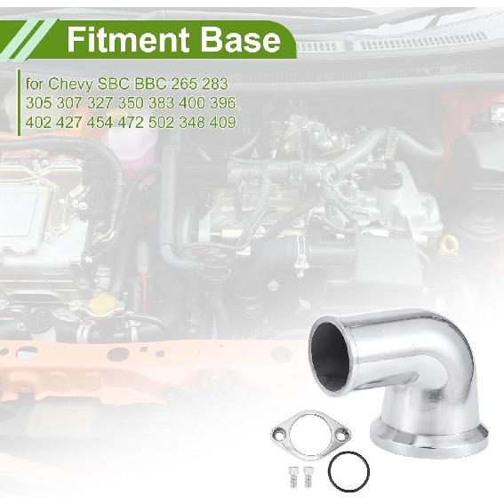 90 Degree Swivel Water Neck Thermostat Housing for Chevy SBC BBC 265 283 305 307 327 350 383 400 396 402 427 454 472 502 348 409 Aluminum Alloy