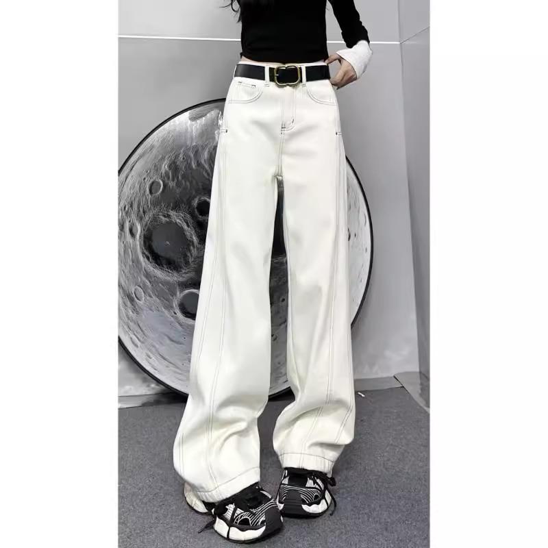 

Женские джинсы больших размеров с флисовой подкладкой и широкими штанинами - Модный в этом году осенне-зимний стройнящий стиль 2XL