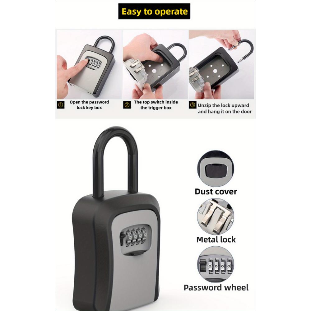 Combination Lock Key Box, Rainproof and Loss-proof, Click To Change the Password, Outdoor Wall-mounted, Family Use, Plastic Material