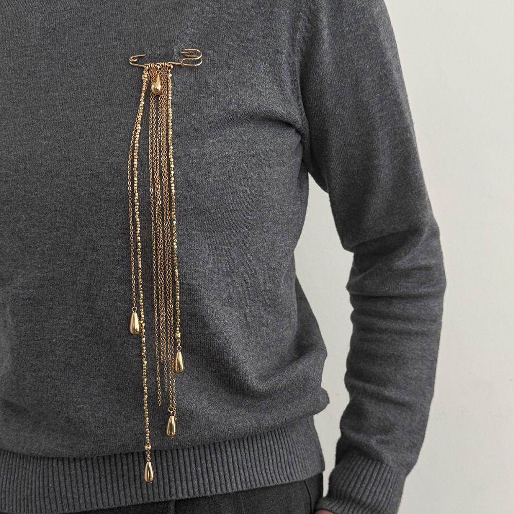 Legierung Quasten Kette Brosche Übertrieben Perlen Festes Ornament Neu Kleidung Krawattennadel Herren