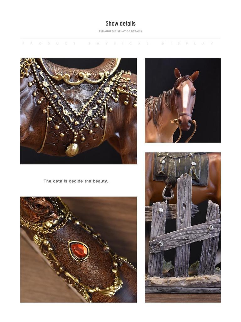 Elegant Resin Horse Ornaments for Luxury Home Decor – Perfect for Living Room and Wine Cabinet.
