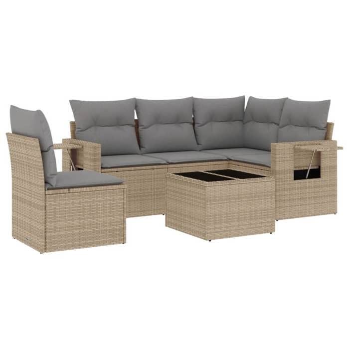 VidaXL Salon de Jardin avec Coussins 6 pcs, Canapés de Terrasse, Ensemble de Meubles de Patio, Mobilier d'Extérieur, Beige 3252516