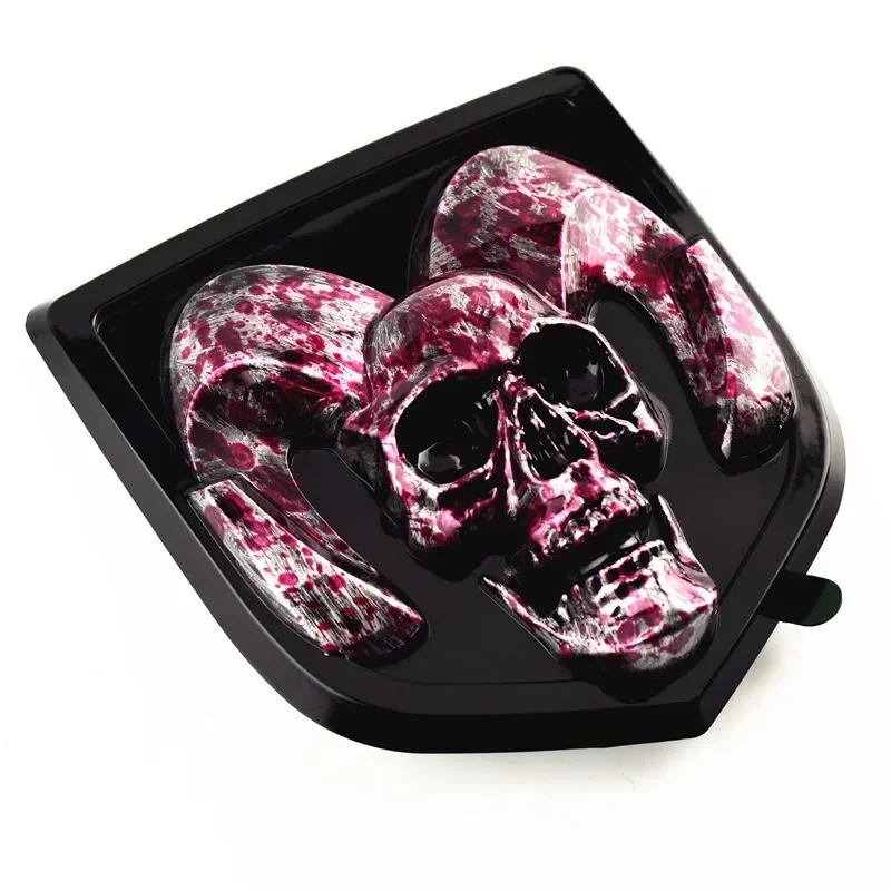 GXP1  Car Front Badge Tailgate Emblem for Dodge Ram 1500 2500 3500 HeavyDuty BigHorn 2010-2018 Skull ABS Car Sticker Pickup Decoration