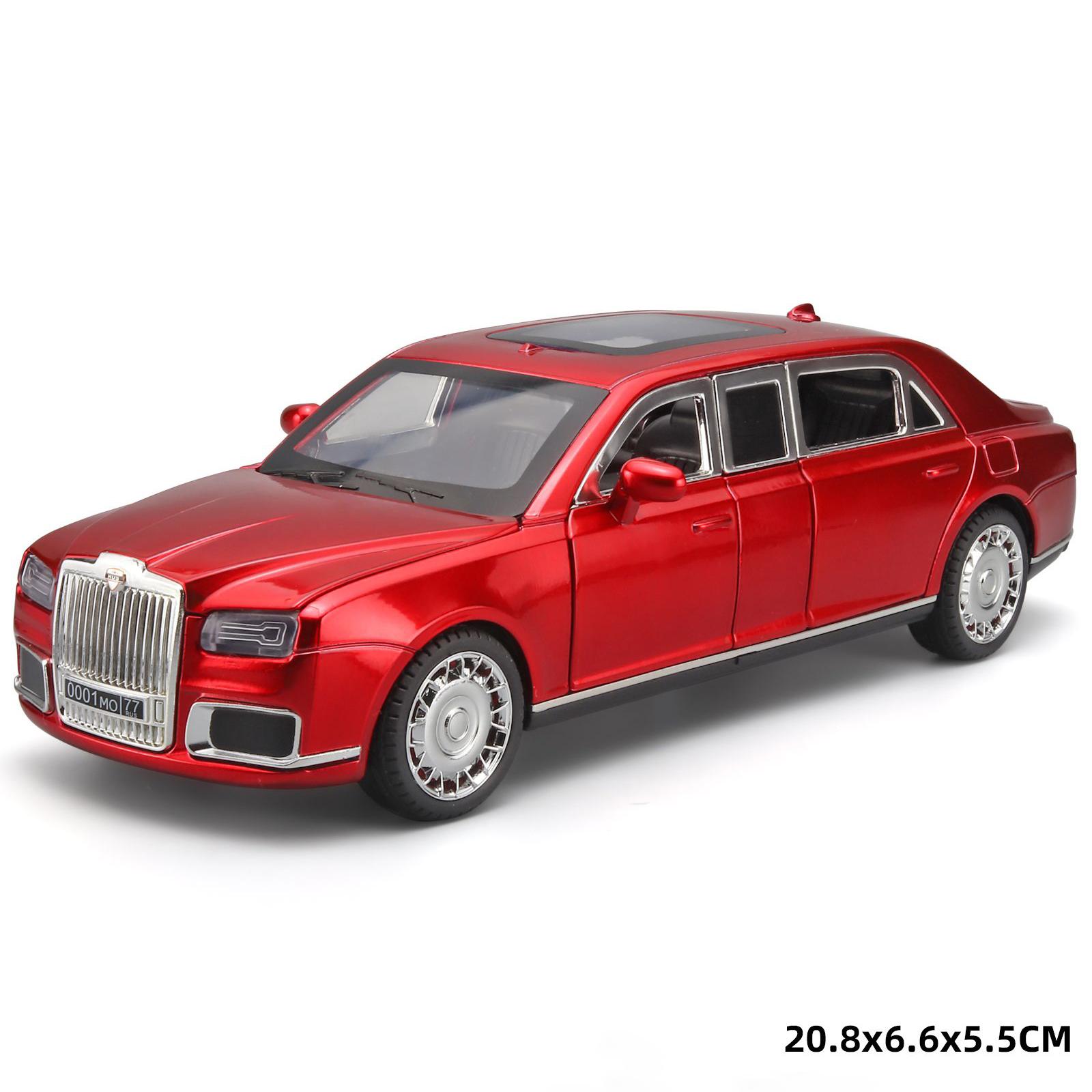 

1/24 Aurus Senat Сплав Класичний Лімузин Модель Розкішного Автомобіля Литі Металеві Куленепробивні Транспортні Засоби Модель Звук і Світло Дитячі Іграшки Подарунок червоний